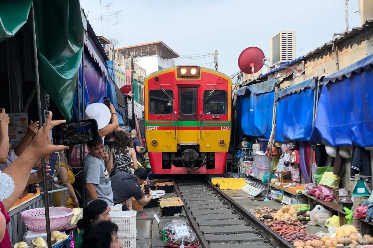 Maeklong Railway Market train